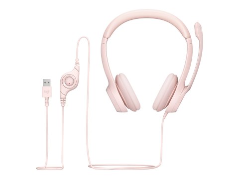 Logitech H390 - Słuchawka - nauszne - przewodowa - USB-A - różowy