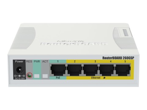 MikroTik RouterBOARD RB260GSP - Przełącznik - Tak - 5 x 10/100/1000 (4 PoE) + 1 x SFP - stacjonarny - PoE