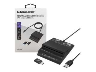 Qoltec Intelligent Smart ID SCR-0636 - Czytnik kart SMART - USB-C, USB 2.0