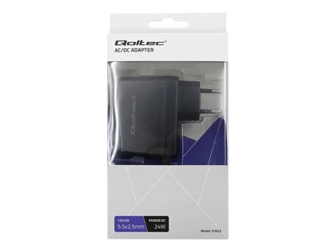 Qoltec - Zasilacz - 12 V, 2 A, 5,5 * 2,5, przewód zasilający - AC 220-240 V - 24 wat