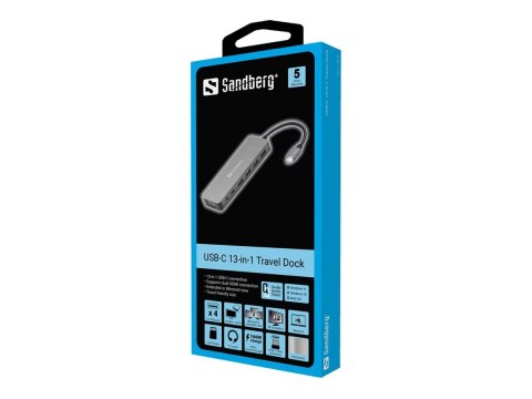Sandberg 13-in-1 - Stacja dokująca - USB-C - HDMI, VGA - 100Mb LAN