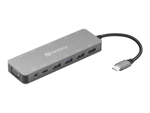 Sandberg 13-in-1 - Stacja dokująca - USB-C - HDMI, VGA - 100Mb LAN