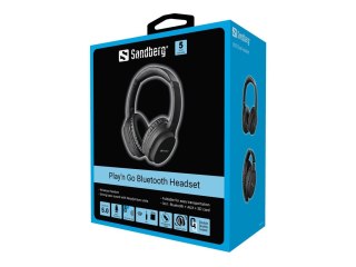 Sandberg Play'n Go - Słuchawki z mikrofonem - pełna wielkość - Bluetooth - bezprzewodowa, przewodowa - złącze 3,5 mm
