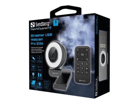 Sandberg Streamer USB Webcam Pro Elite - Kamera do strumieniowania na żywo - kolor - 2560 x 1440 - audio - USB 2.0 - H.264, H.26