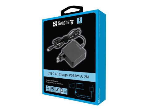 Sandberg - Zasilacz - 2m - 65 wat - 3.25 A - PD (USB-C) - Europa