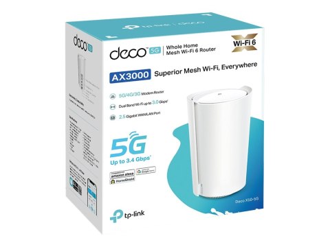 TP-Link Deco X50-5G V1 - System Wi-Fi - (router) - do 2500 stóp kwadratowych - siatka - WWAN 1GbE, 2.5GbE - Wi-Fi 6 - Dwuzakreso