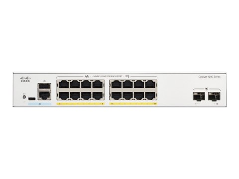 Cisco Catalyst 1200-16P-2G - Przełącznik - L3 - smart - 16 x 10/100/1000 (PoE+) + 2 x Gigabit Ethernet SFP - montowany w szafie 