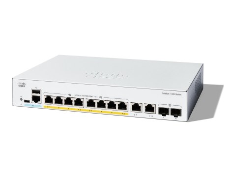 Cisco Catalyst 1300-8FP-2G - Przełącznik - L3 - Tak - 8 x 10/100/1000 (PoE+) + 2 x combo Gigabit SFP/RJ-45 - montowany w szafie 