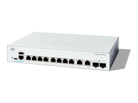 Cisco Catalyst 1300-8T-E-2G - Przełącznik - L3 - Tak - 8 x 10/100/1000Base-T + 2 x combo Gigabit SFP/RJ-45 - montowany w szafie 