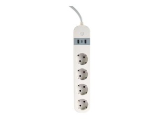 Gembird TSL-PS-S4U-01-W - Inteligentna listwa zasilająca - AC 230 V - 3680 wat - Wi-Fi - wejście: Typ F - złącza wyjściowe: 4 (T