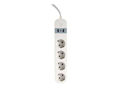 Gembird TSL-PS-S4U-01-W - Inteligentna listwa zasilająca - AC 230 V - 3680 wat - Wi-Fi - wejście: Typ F - złącza wyjściowe: 4 (T