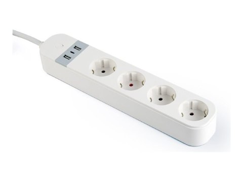 Gembird TSL-PS-S4U-01-W - Inteligentna listwa zasilająca - AC 230 V - 3680 wat - Wi-Fi - wejście: Typ F - złącza wyjściowe: 4 (T
