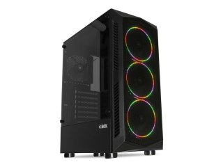 IBOX LUPUS 27 - Wieża gaming - ATX - panel boczny z oknem (szkło hartowane) - brak zasilacza - czarny - USB/dźwięk