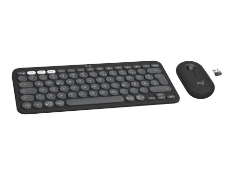 Logitech Pebble 2 Combo - Zestaw klawiatura i mysz - bezprzewodowa - Bluetooth LE - QWERTY - Międzynarodowy USA - tonalny grafit