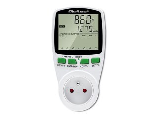 Qoltec PM0627 - Jednostka monitorująca zasilanie - z historią, 16 A, LCD - AC 230 V - 3680 wat - złącza wyjściowe: 1 - Europa - 