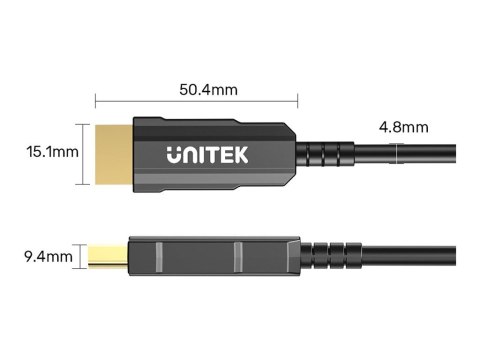 Unitek - Kabel HDMI - HDMI męski do HDMI męski - 20 m - światłowód - czarny - obsługa 4K 60 Hz