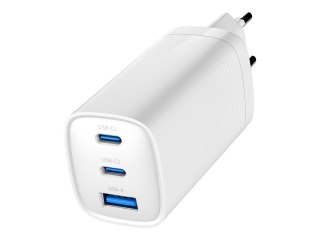 Gembird - Zasilacz - 65 wat - 4.8 A - PD, QC 3.0 - 3 złącza wychodzące (USB, USB-C) - biały