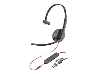 HP Poly Blackwire 3215 - Blackwire 3200 Series - słuchawka - nauszne - przewodowa - złącze 3,5 mm, USB-C - czarny - Certyfikacja