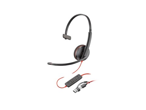 HP Poly Blackwire 3215 - Blackwire 3200 Series - słuchawka - nauszne - przewodowa - złącze 3,5 mm, USB-C - czarny - Certyfikacja