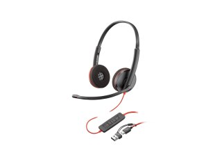 HP Poly Blackwire 3220 - Blackwire 3200 Series - słuchawka - nauszne - przewodowa - USB-C - czarny - Certyfikacja dla Skype for 