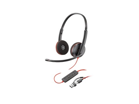 HP Poly Blackwire 3220 - Blackwire 3200 Series - słuchawka - nauszne - przewodowa - USB-C - czarny - Certyfikat Skype, Certyfika