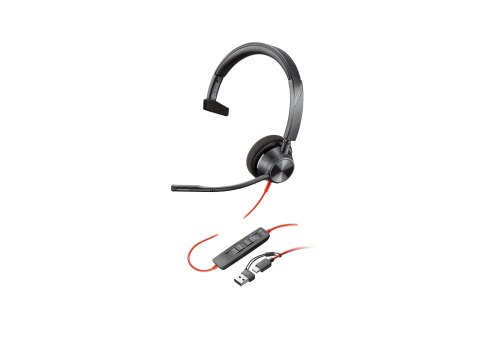 HP Poly Blackwire 3310 - Blackwire 3300 series - słuchawka - nauszne - przewodowa - USB-A - czarny - Certyfikat Microsoft Teams,