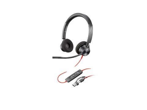 HP Poly Blackwire 3320 - Blackwire 3300 series - słuchawka - nauszne - przewodowa - USB-C - czarny - certyfikat UC, Certyfikat M