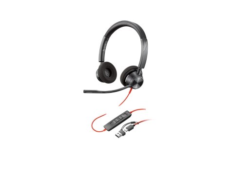 HP Poly Blackwire 3320 - Blackwire 3300 series - słuchawka - nauszne - przewodowa - USB-C - czarny - certyfikat UC