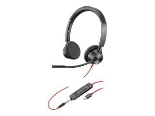 HP Poly Blackwire 3325 - Blackwire 3300 series - słuchawka - nauszne - przewodowa - złącze 3,5 mm, USB-C - czarny - certyfikat U