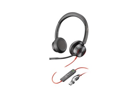 HP Poly Blackwire 8225 - Blackwire 8200 series - słuchawka - nauszne - przewodowa - redukcja hałasu - USB-C - czarny - Certyfika