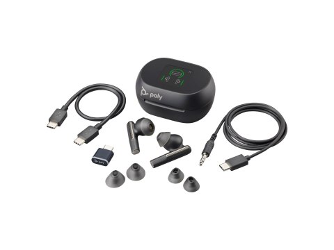 HP Poly Voyager Free 60+ - Słuchawki w pełni bezprzewodowe z mikrofonem - douszne - Bluetooth - redukcja hałasu - USB-C za pośr.