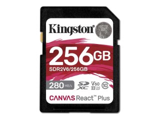 Kingston Canvas React Plus - Karta pamięci flash - 256 GB - Video Class V60 / UHS-II U3 / Class10 - SDXC UHS-II