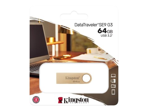 Kingston DataTraveler SE9 G3 - Pendrive USB - 64 GB - USB 3.2 Gen 1 - złoty