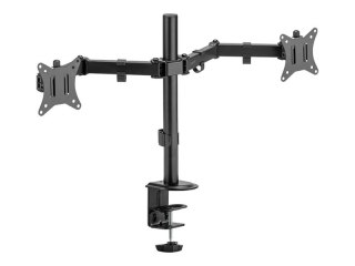 LogiLink - Zestaw do montażu (montaż nabiurku) - podwójne ramiona regulowane - dla 2 monitory - długość ramienia: 376 mm - plast