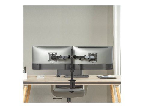 LogiLink - Zestaw do montażu (montaż nabiurku) - podwójne ramiona regulowane - dla 2 monitory - długość ramienia: 376 mm - plast