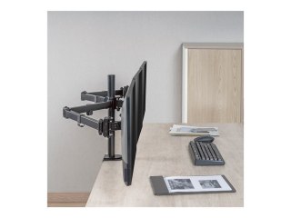LogiLink - Zestaw do montażu (montaż nabiurku) - podwójne ramiona regulowane - dla 3 monitory - długość ramienia 658 mm - plasti