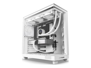 NZXT H series H6 Flow - Mid tower - ATX - panel boczny z oknem (szkło hartowane) - brak zasilacza - matowa biel - USB/dźwięk