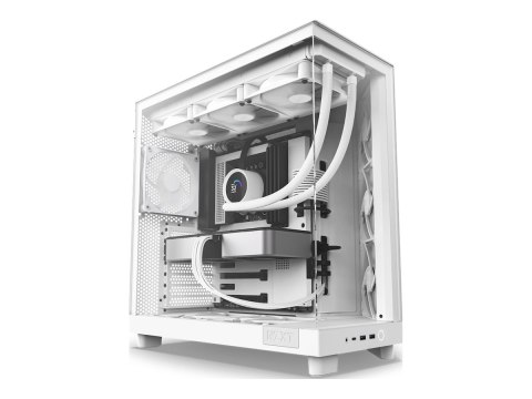 NZXT H series H6 Flow - Mid tower - ATX - panel boczny z oknem (szkło hartowane) - brak zasilacza - matowa biel - USB/dźwięk