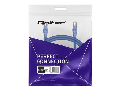 Qoltec - Kabel krosowy - RJ-45 (M) do RJ-45 (M) - 5 m - FTP - CAT 6 - bez wystających elementów - niebieski