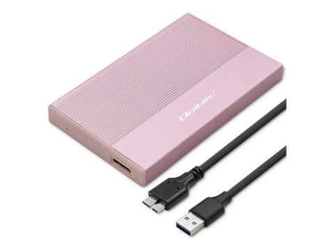 Qoltec - Obudowa pamięci - 2.5" - SATA 6Gb/s - USB 3.0 - różowy