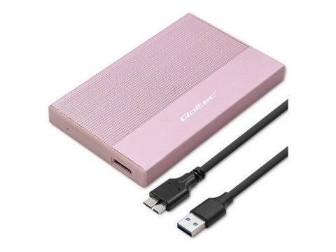 Qoltec - Obudowa pamięci - 2.5" - SATA 6Gb/s - USB 3.0 - różowy
