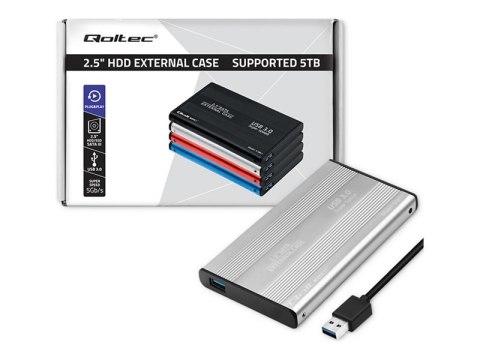 Qoltec - Obudowa pamięci - 2.5" - SATA 6Gb/s - USB 3.0 - srebrny