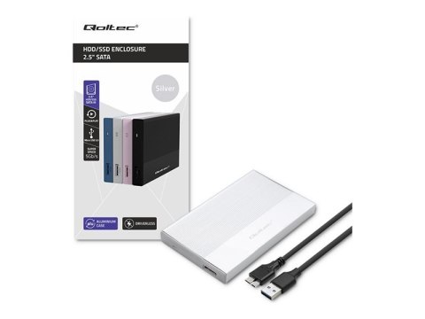 Qoltec - Obudowa pamięci - 2.5" - SATA 6Gb/s - USB 3.0 - srebrny