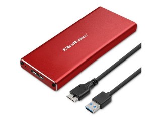 Qoltec - Obudowa pamięci - NGFF - M.2 - SATA 6Gb/s - USB 3.0 - czerwony