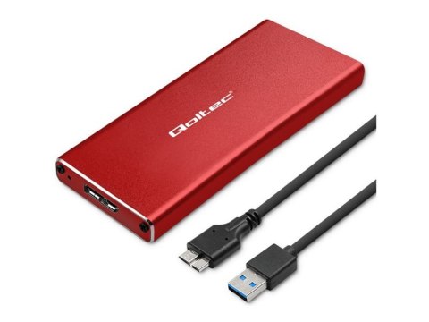 Qoltec - Obudowa pamięci - NGFF - M.2 - SATA 6Gb/s - USB 3.0 - czerwony