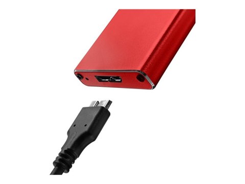 Qoltec - Obudowa pamięci - NGFF - M.2 - SATA 6Gb/s - USB 3.0 - czerwony