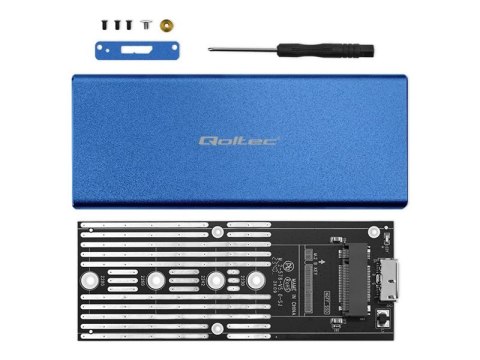 Qoltec - Obudowa pamięci - NGFF - M.2 - SATA 6Gb/s - USB 3.0 - niebieski