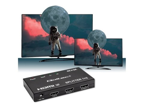 Qoltec - Rozdzielacz wideo/audio - aktywna, wysoka stabilność - 2 x HDMI - stacjonarny - DC