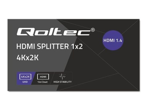 Qoltec - Rozdzielacz wideo/audio - aktywna, wysoka stabilność - 2 x HDMI - stacjonarny - DC