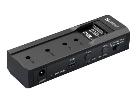 Sandberg - Stacja dokująca HDD/SSD - funkcja klonowania -zatoki: 2 - 2,5" / 3,5" współdz. - M.2 NVMe Card / SATA 6Gb/s - USB-C 3